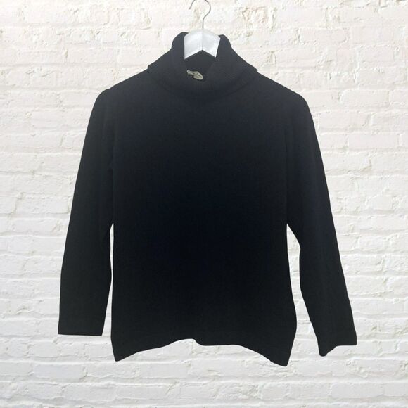 Franck Olivier Paris Sweater 42 Black Turtleneck Ribbed Vintage France L - Picture 2 of 12